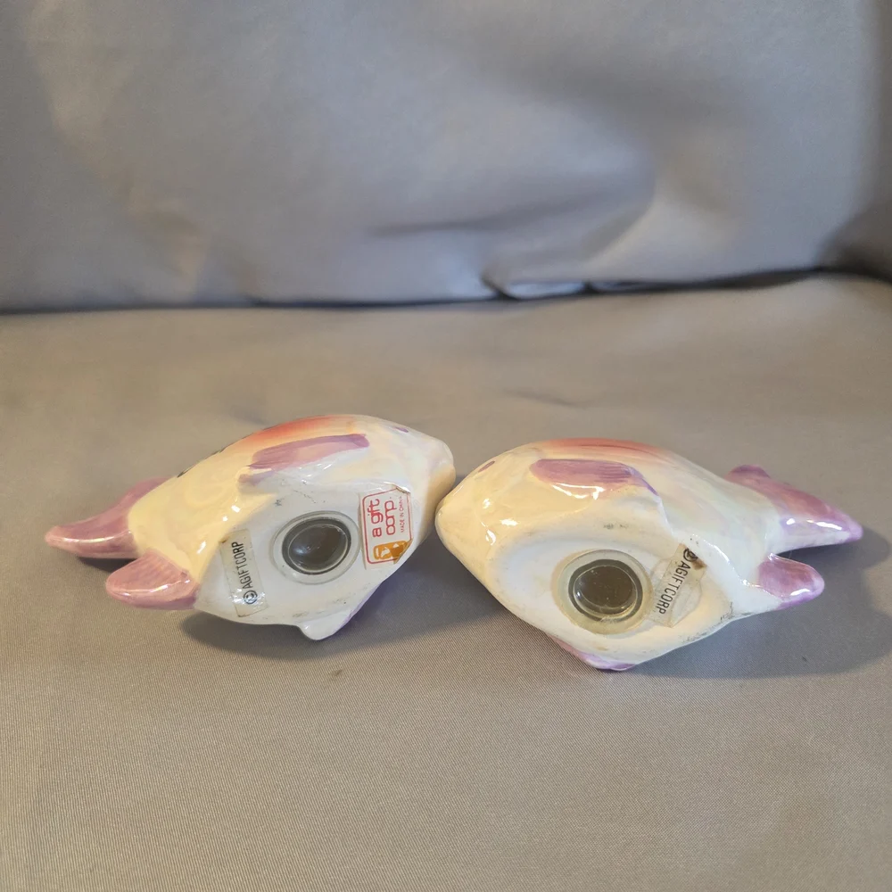 Cape Cod Fish Salt and Pepper Shakers - Purple and White